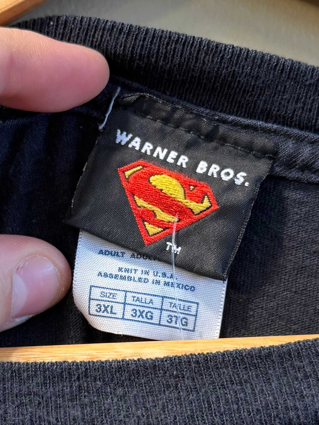Vintage Y2K Superman Flame Logo Black T-Shirt- XXL