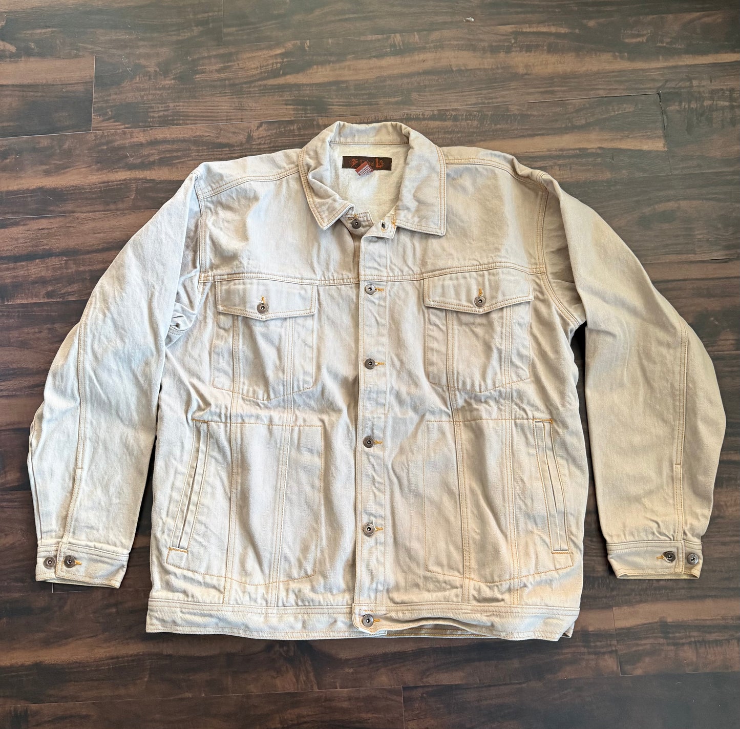 Vintage Tan Streetwear Trucker Denim Jacket- XXL