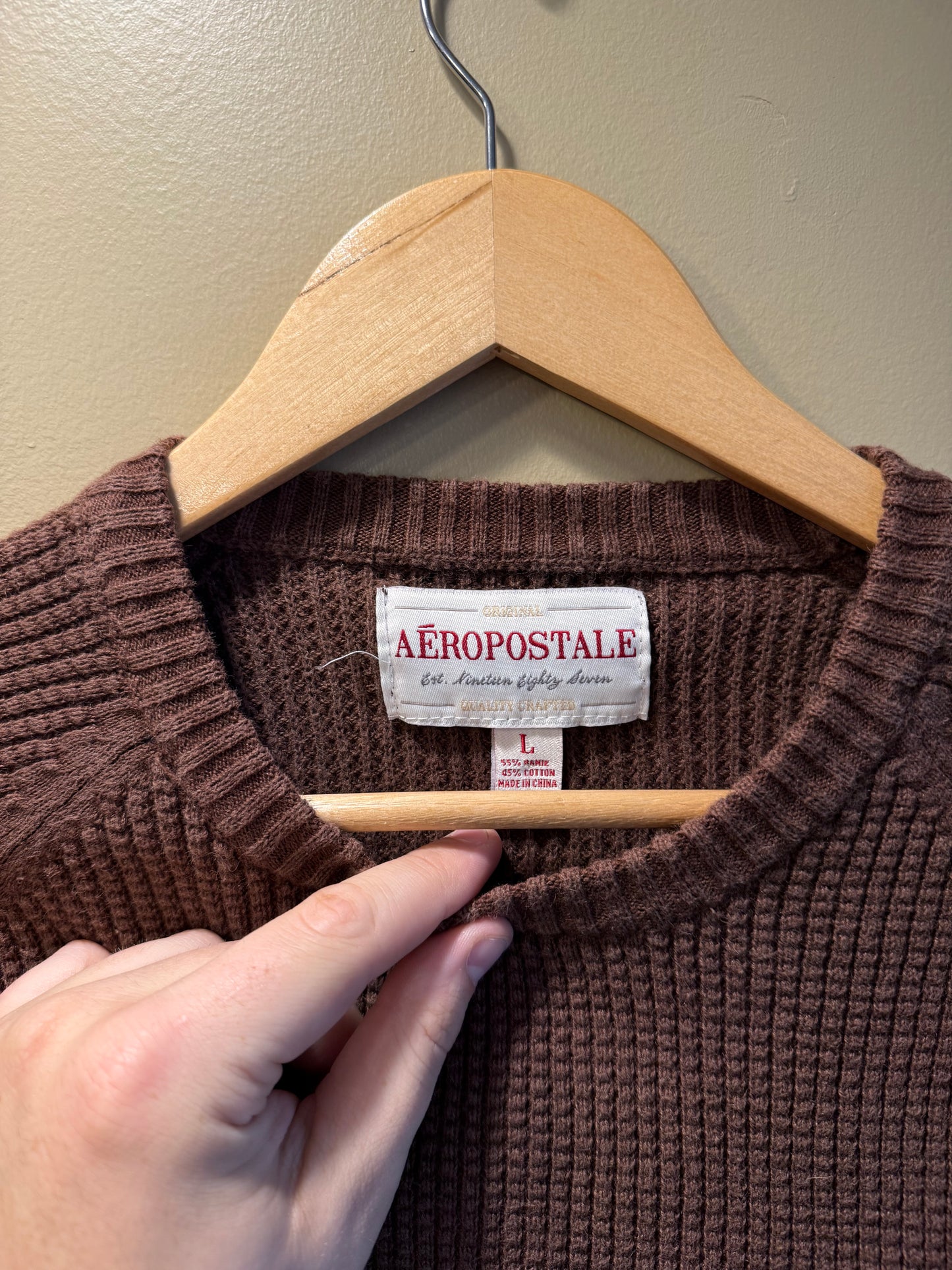 Vintage Aeropostale Brown Thermal Shirt/Sweater- L