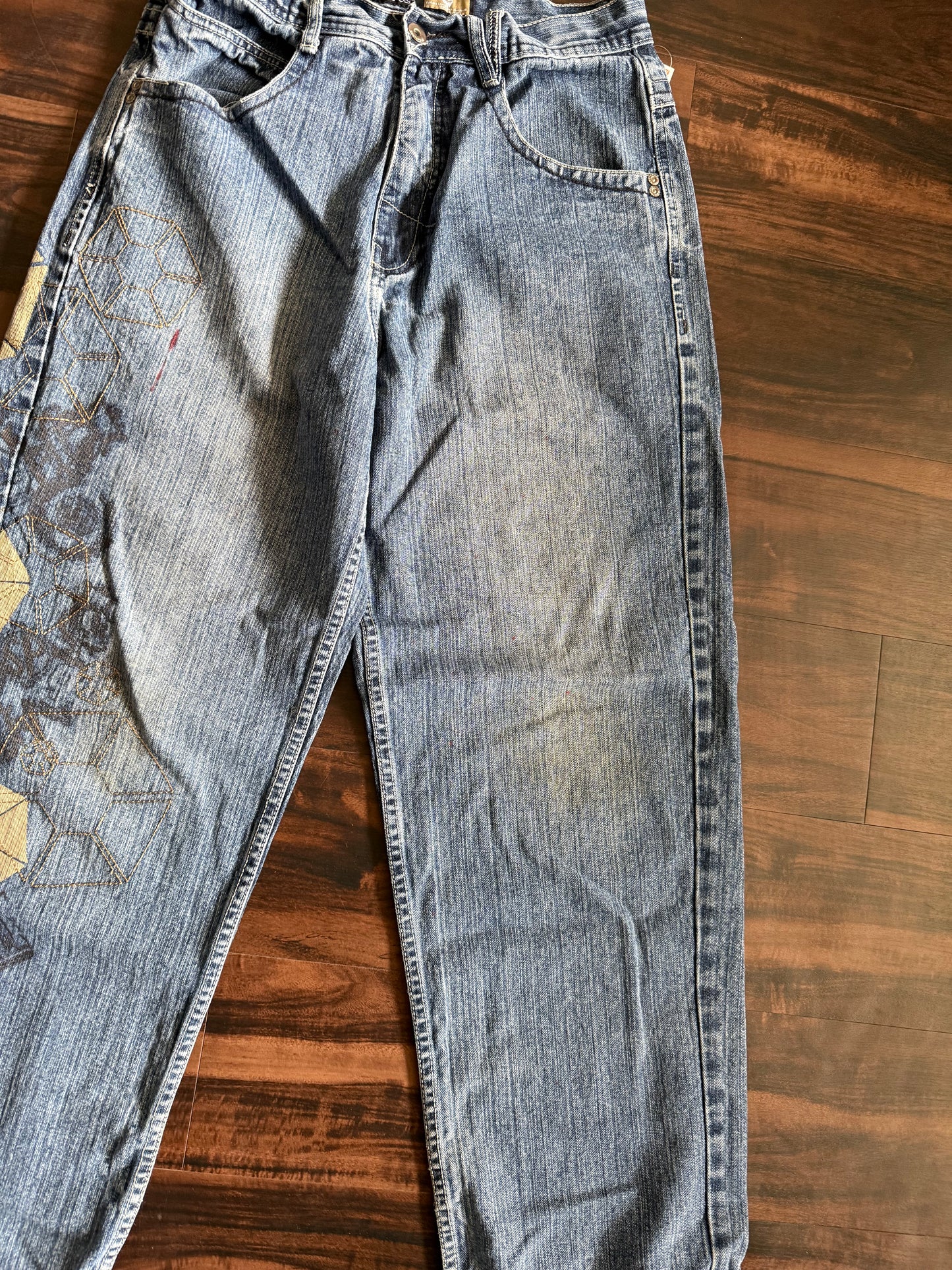 Vintage Y2K South Pole Graphic Print Baggy Light Wash Denim Jeans- 32x32