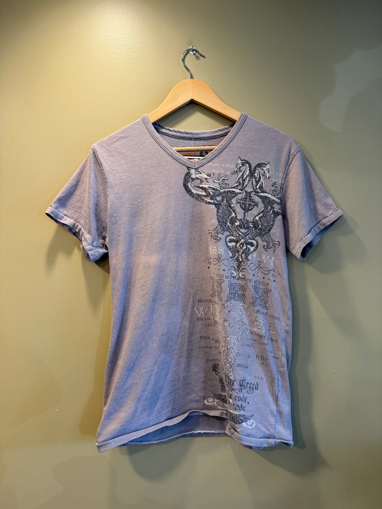Vintage Y2K Burnside Eagle Print Dark Gray T-Shirt- S/M
