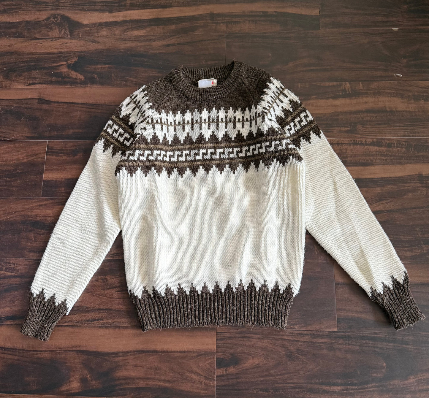 Vintage Earth Tones Brown Pattered Sweater- S