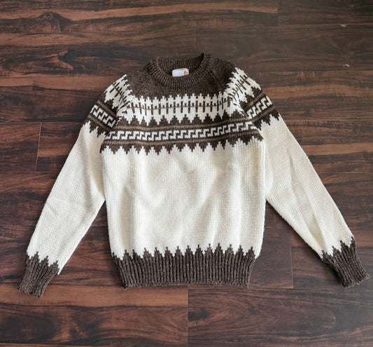 Vintage Earth Tones Brown Pattered Sweater- S