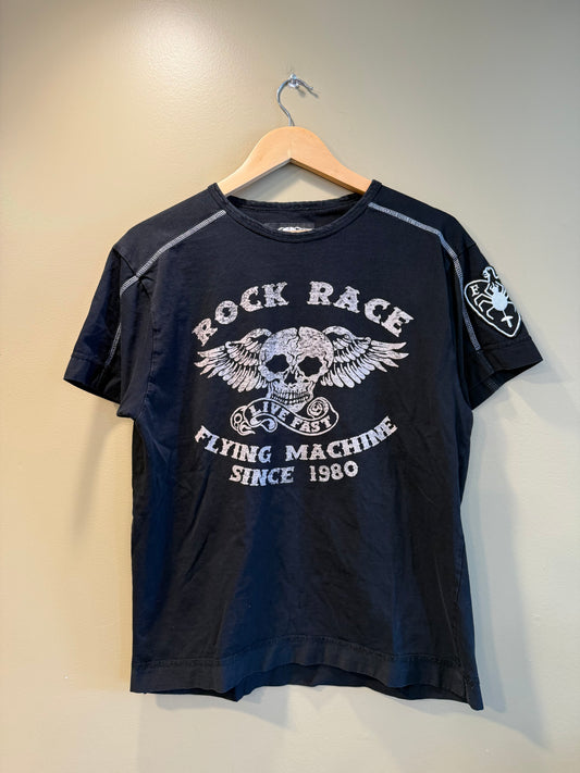 Vintage Y2K Rock Race Flying Machine Biker T-Shirt- M