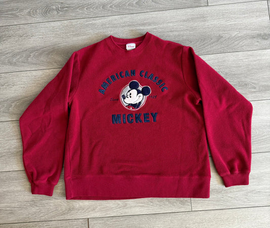Vintage Disney Mickey Mouse Red Fleece Crewneck Sweatshirt- M