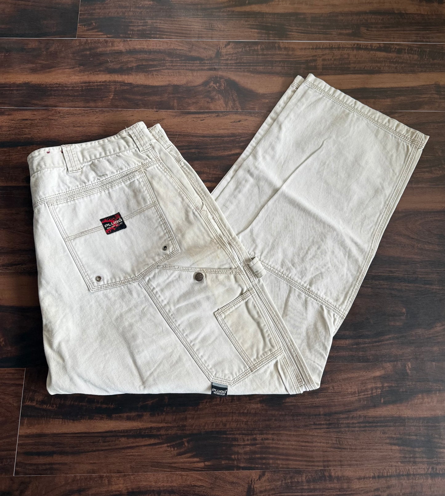 Vintage Plugg Y2K Off White Streetwear Carpenter Pants- 36x30