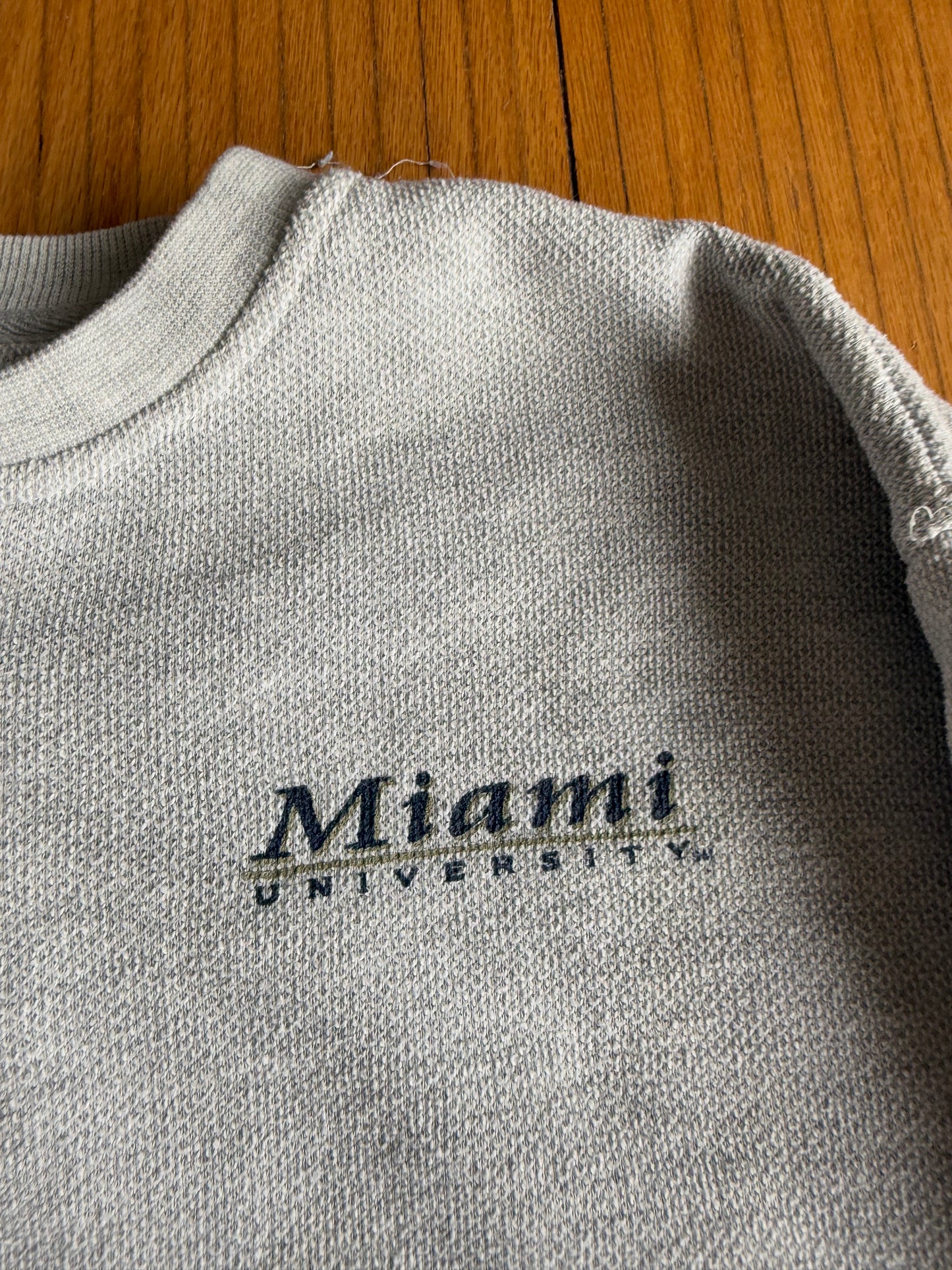 Vintage Miami University Textured Gray Crewneck Sweatshirt- M