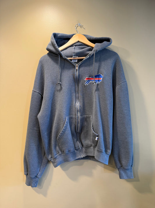 Vintage Buffalo Bills Zip-Up Hoodie Sweatshirt- L