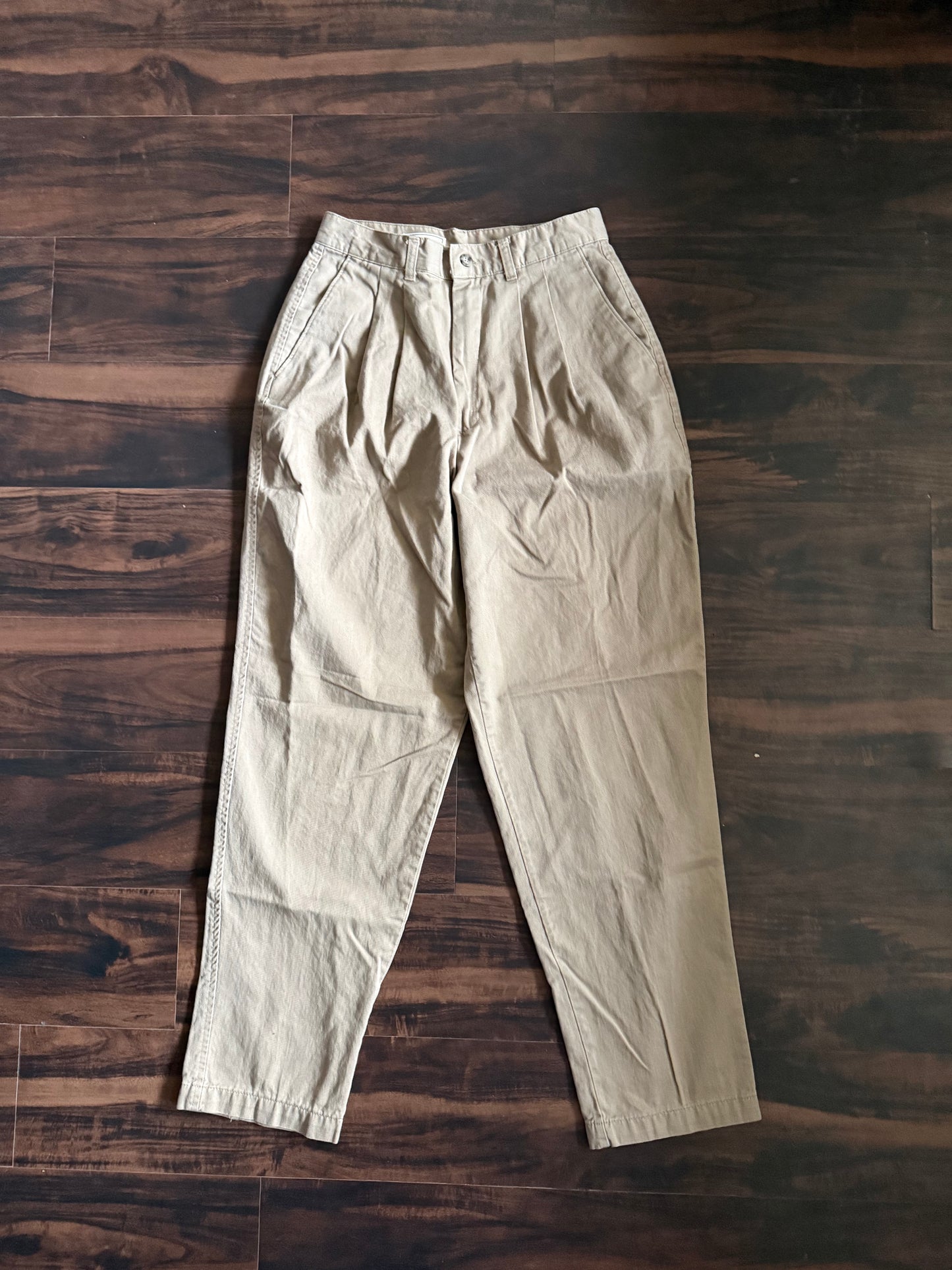 Vintage L.L. Bean Tan Pleated Khaki Trousers- 27x30