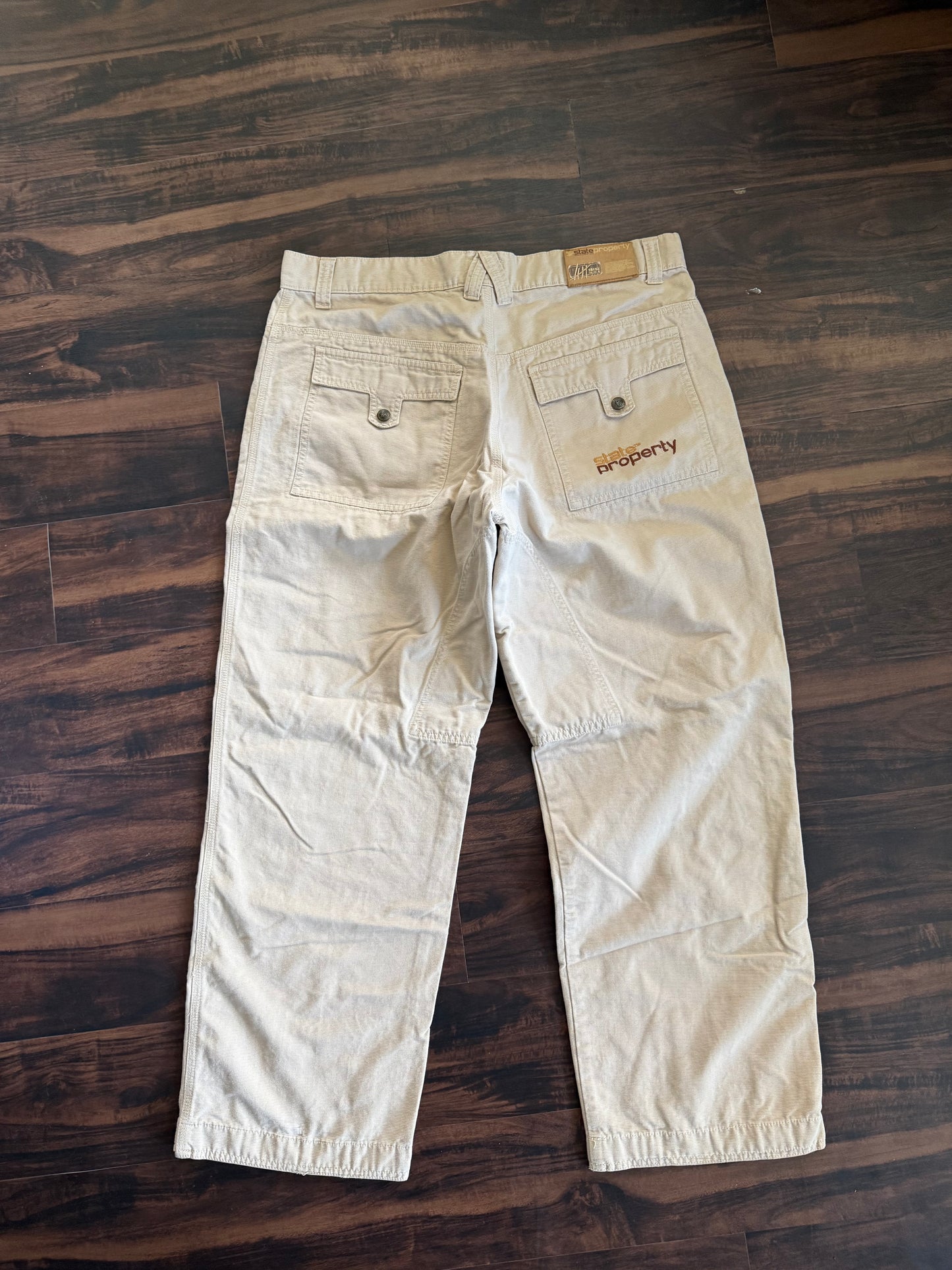 Vintage Y2K State Property Streetwear Light Tan Baggy Pants- 38x31