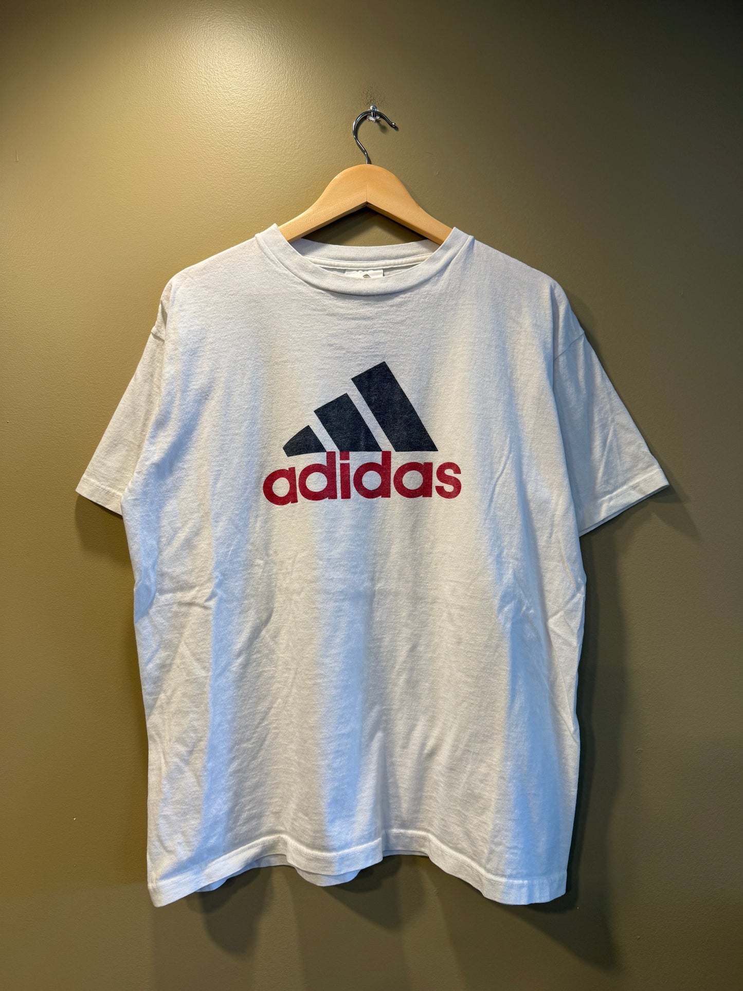 Vintage Adidas White Red & Black T-Shirt- L