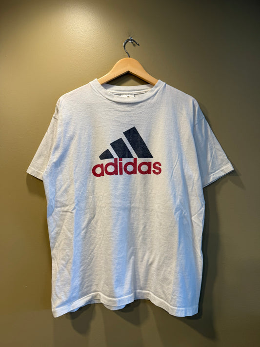 Vintage Adidas White Red & Black T-Shirt- L