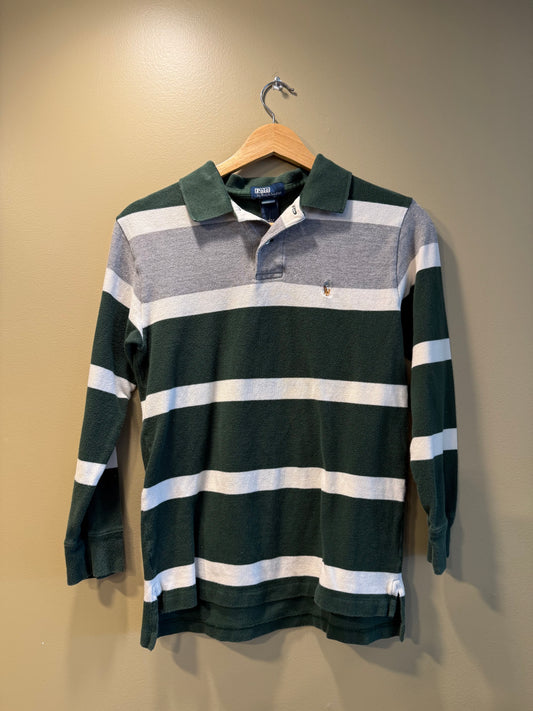 Vintage Polo Ralph Lauren Green Striped Rugby Shirt- S