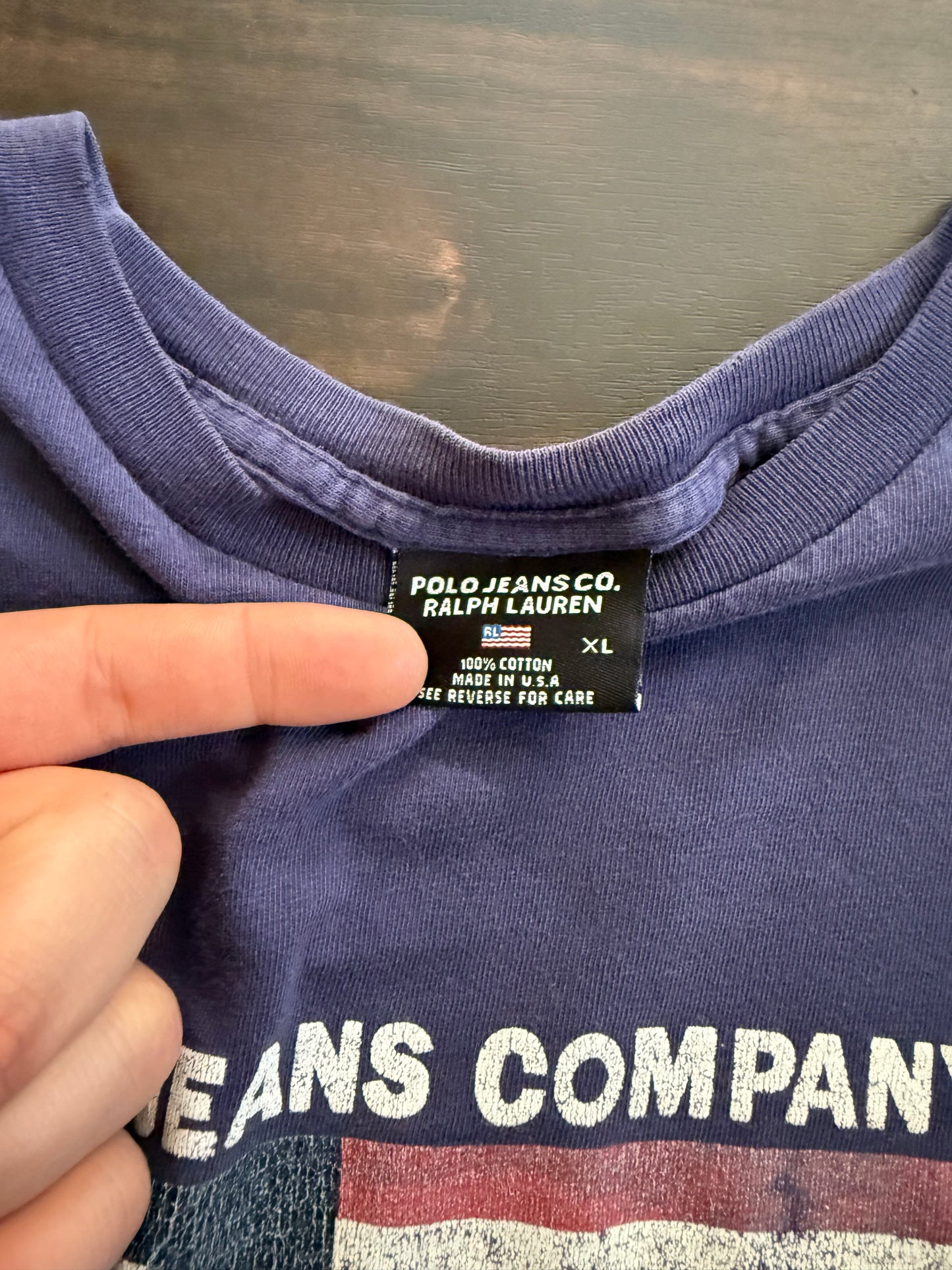 Vintage Polo Jeans Company Ralph Lauren Navy Blue T-Shirt- XL
