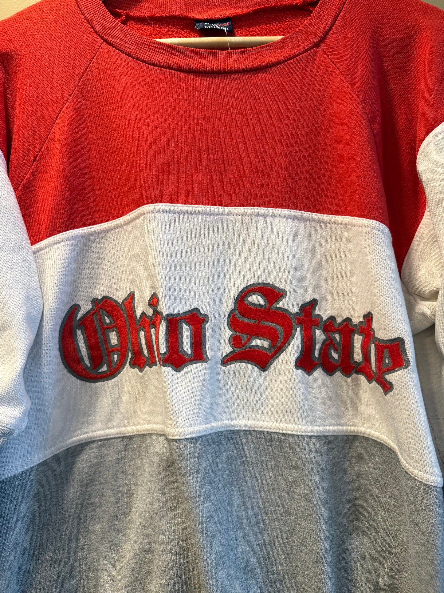 Vintage 80s Ohio State Striped Crewneck Sweatshirt-L