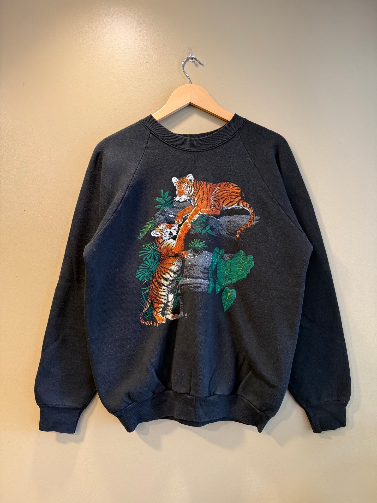 Vintage Tigers Nature Black Crewneck Sweatshirt- XL