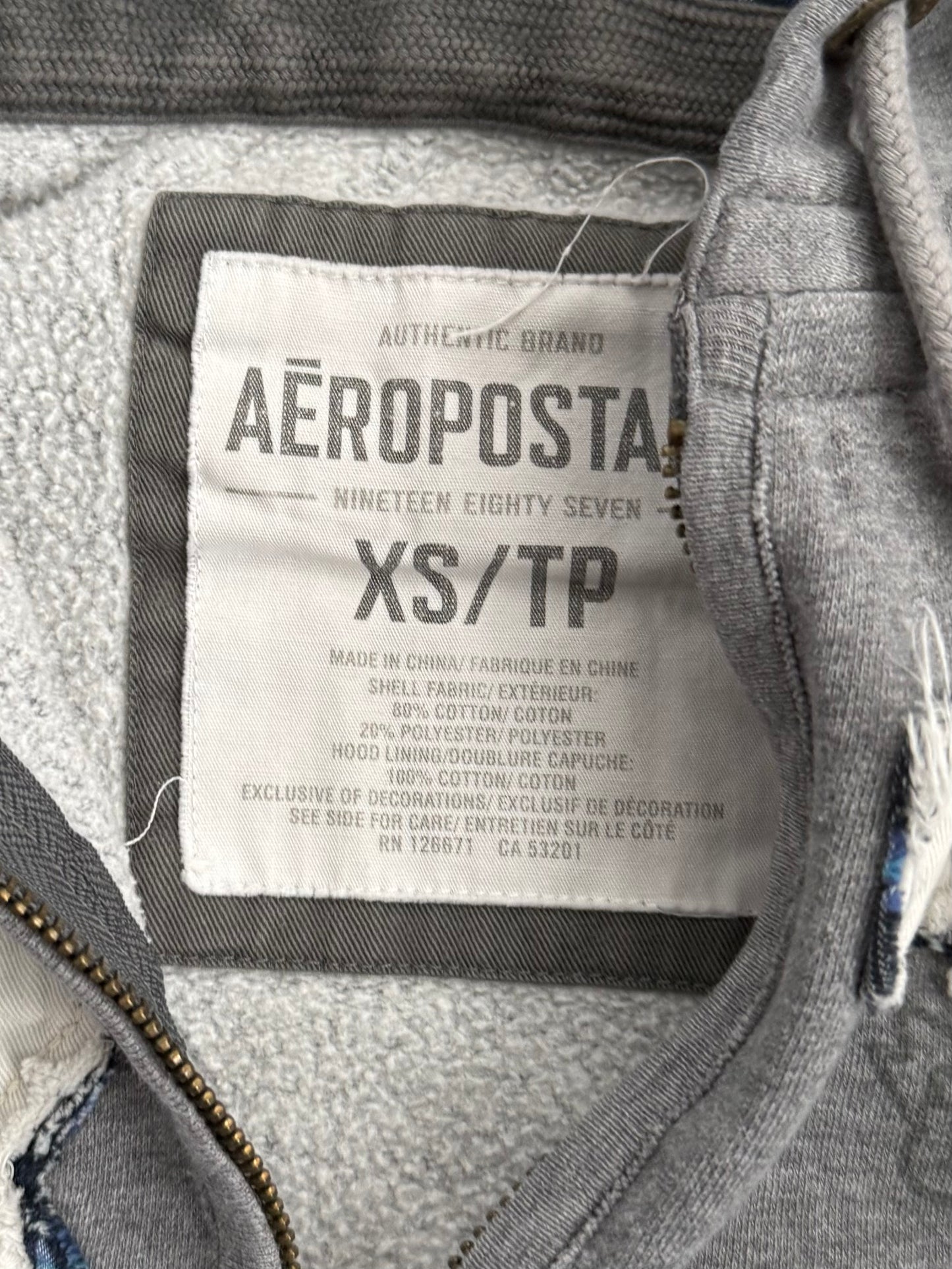 Vintage Y2K Aeropostale Zip-Up Patchwork Hoodie Sweatshirt- XS