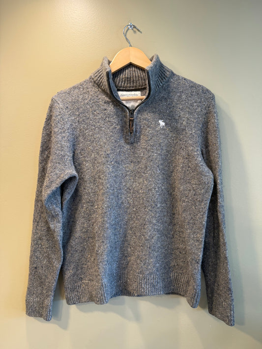 Vintage Y2K Abercrombie & Fitch Gray Quarter-Zip Sweater- M