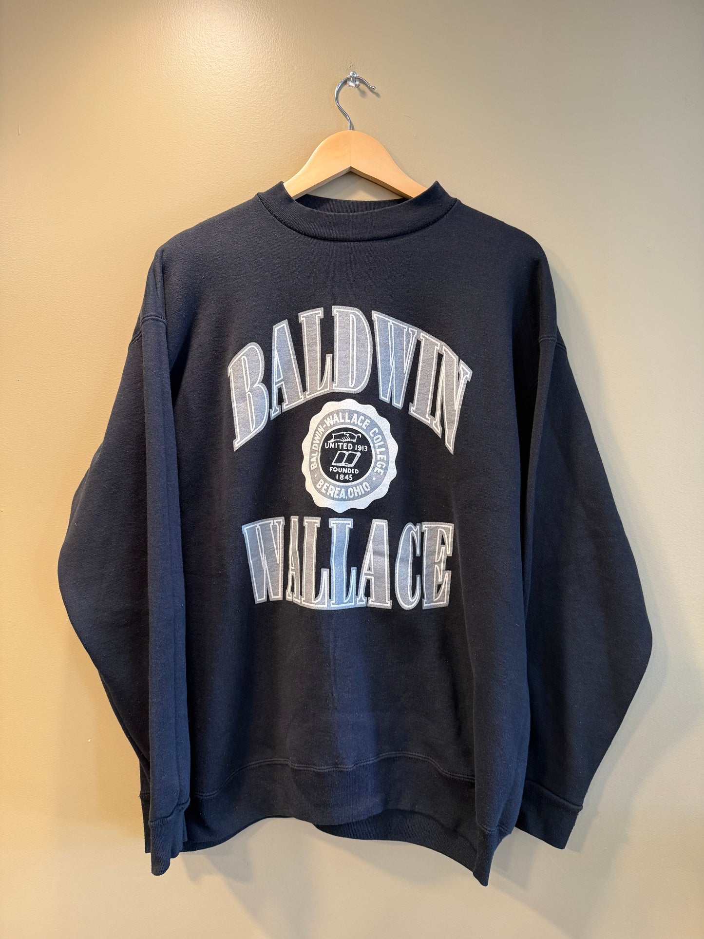 Vintage Baldwin Wallace College Black & Gray Crewneck Sweatshirt- XL