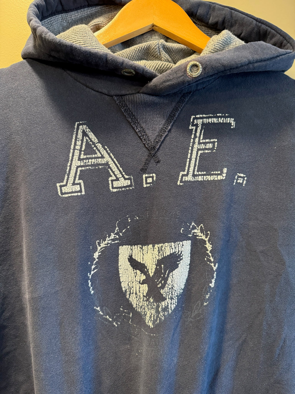 Vintage Y2K American Eagle Navy Blue Hoodie Sweatshirt - XL