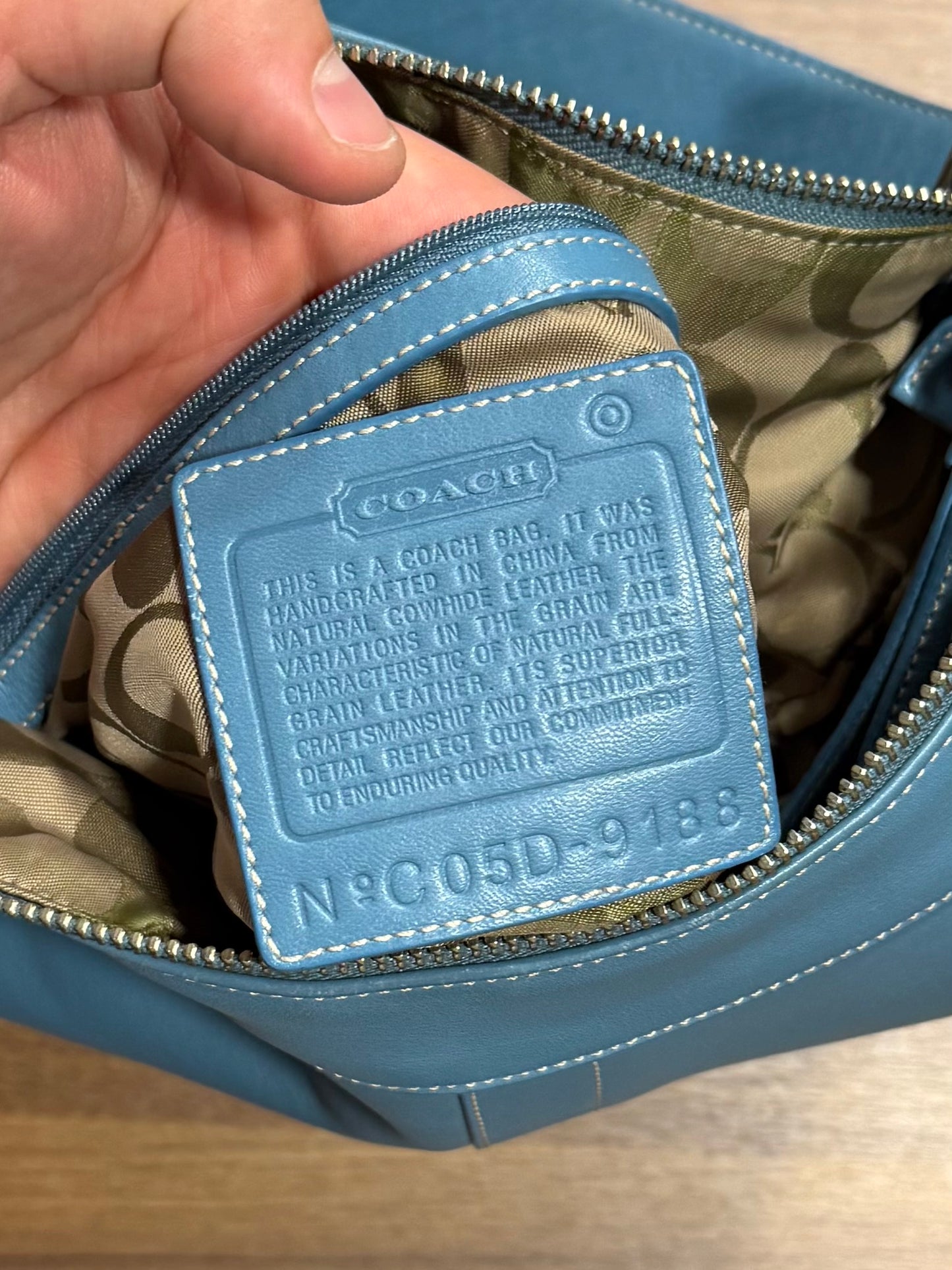 Vintage Coach 9188 Icy Blue Slim Bucket Shoulder Bag