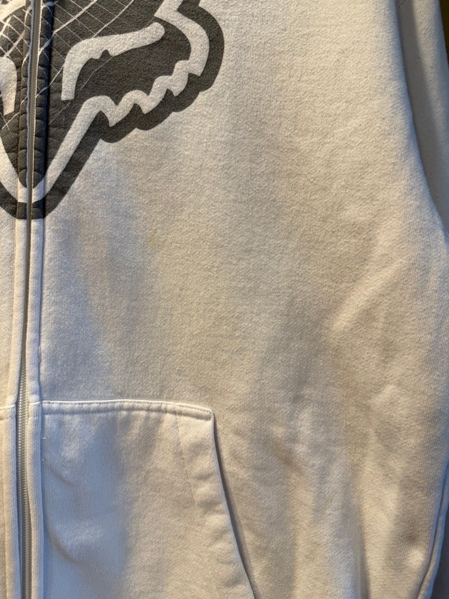 Vintage Fox Racing White Zip-Up Hoodie Sweatshirt- L