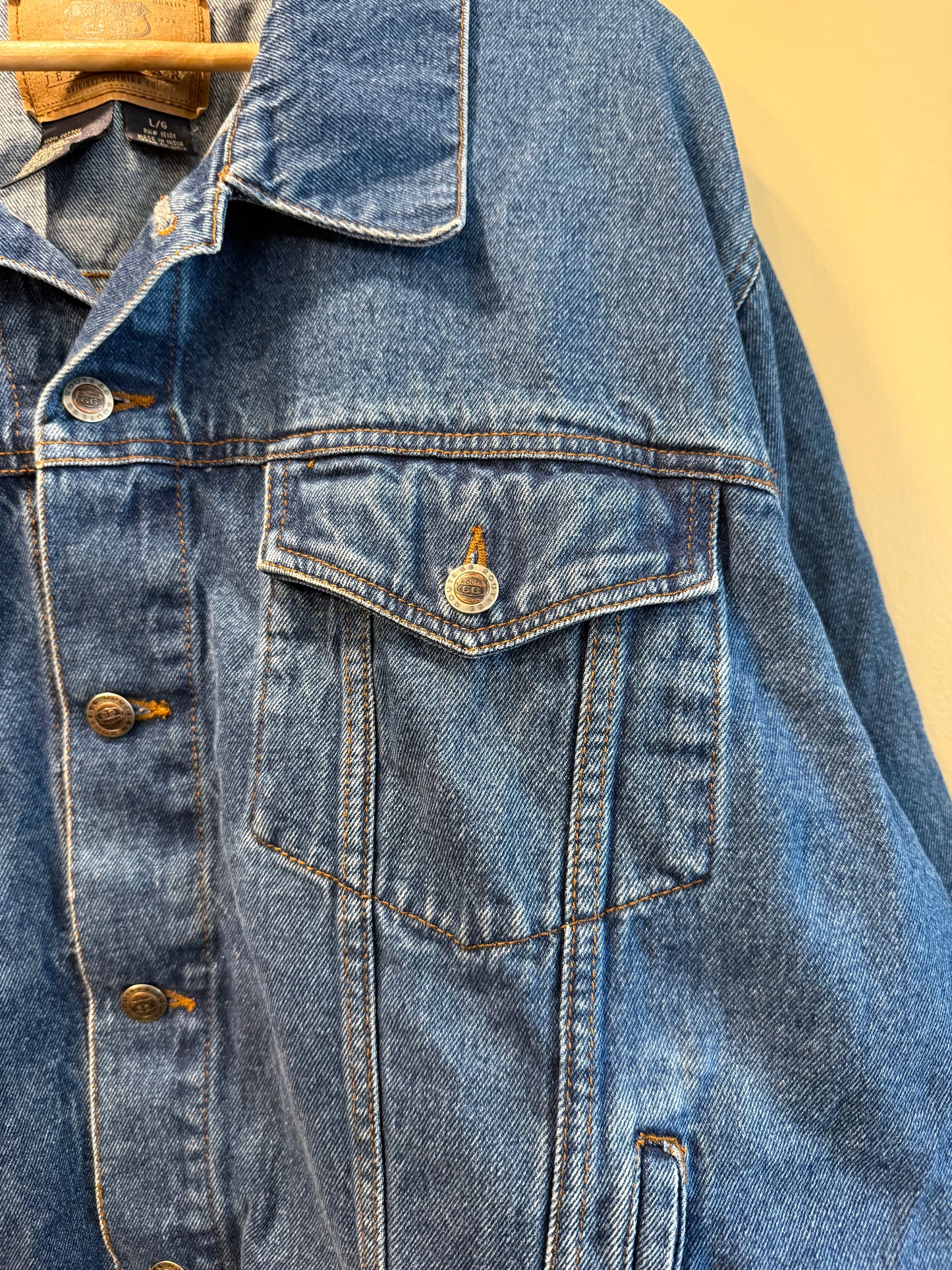 Vintage Route 66 Dark Wash Denim Jacket- L