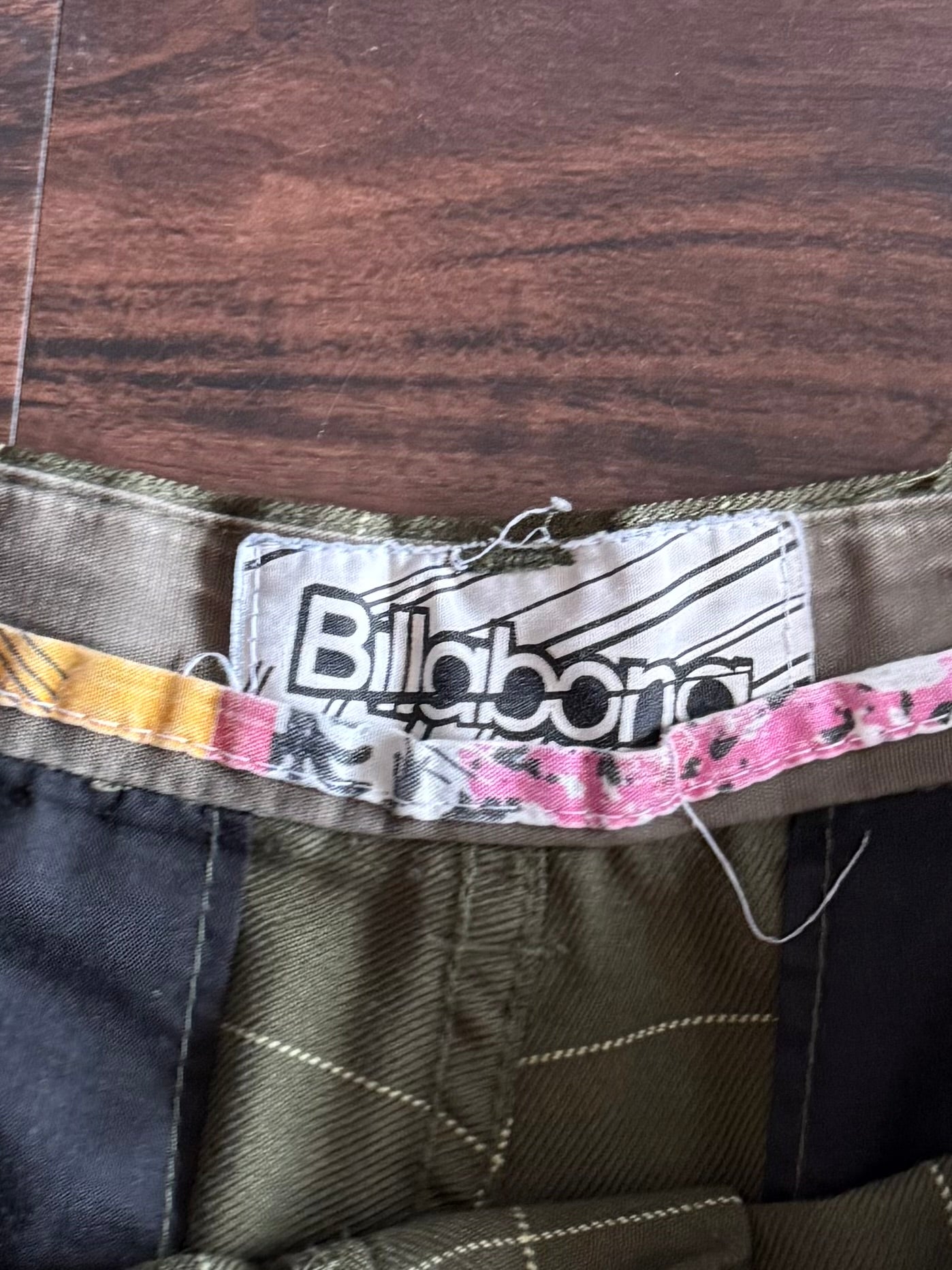 Vintage Billabong Green Checkered Cotton Shorts- 32
