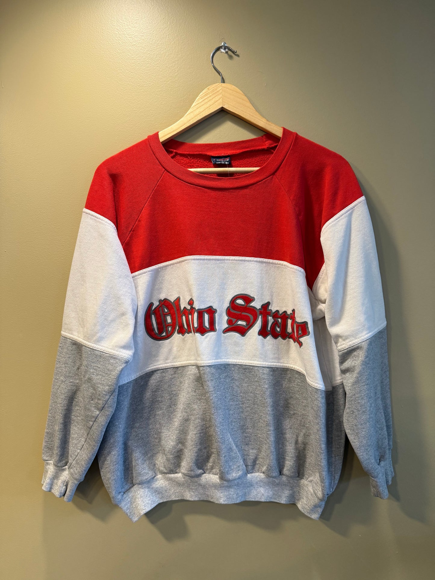 Vintage 80s Ohio State Striped Crewneck Sweatshirt-L