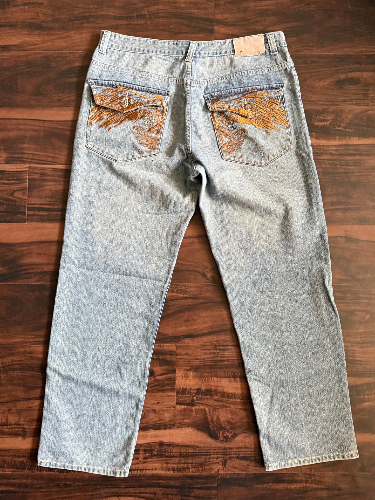 Vintage Y2K Jinzu Jeans Light Wash Embroidered Denim Jeans- 38x32