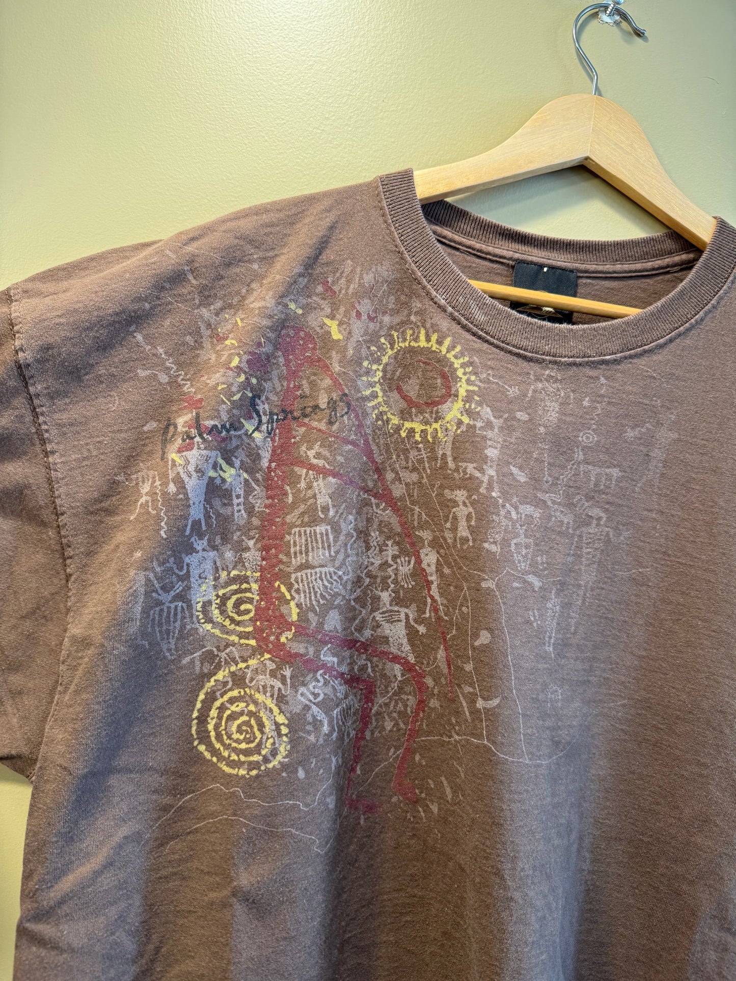 Vintage Palm Springs Hieroglyphics Brown T-Shirt- XL