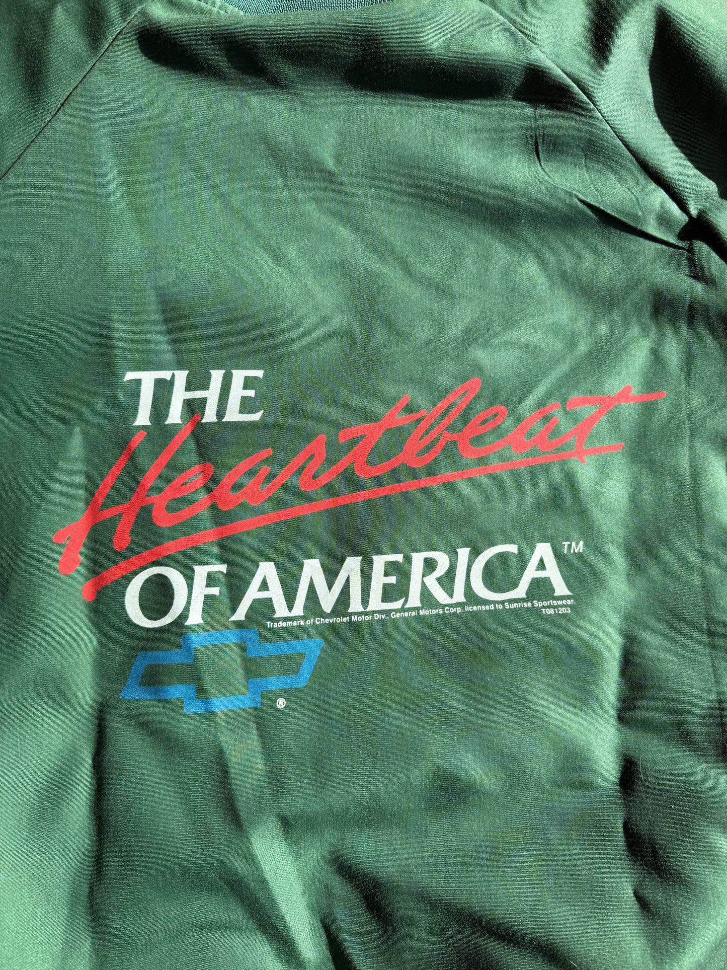 Vintage Chevrolet The Heartbeat Of America Green Bomber Jacket- XL