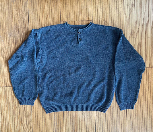 Vintage Blue Boxy Fisherman’s Sweater- XL