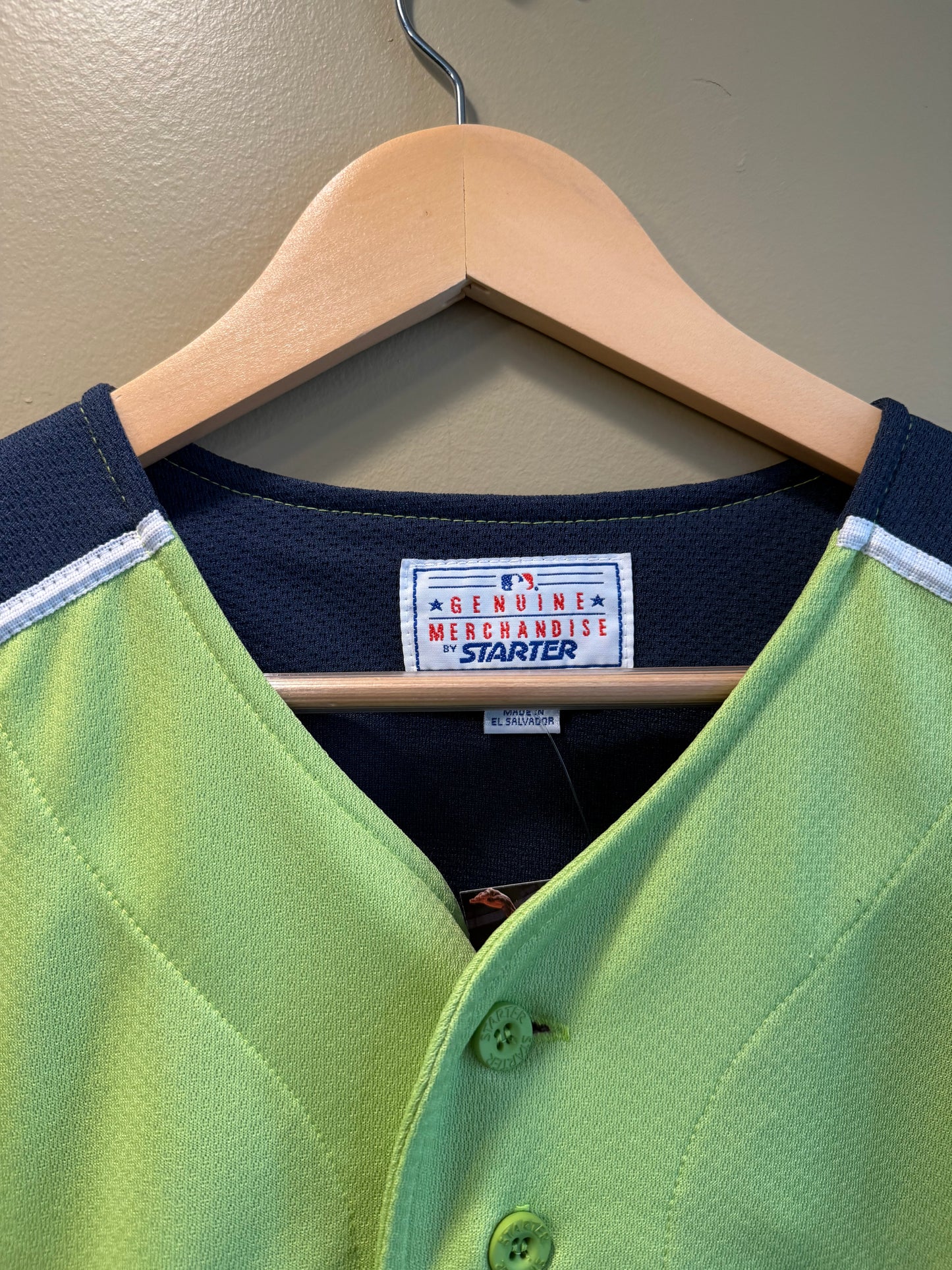 Vintage Starter Cleveland Indians Green & Blue Alternate Baseball Jersey- L