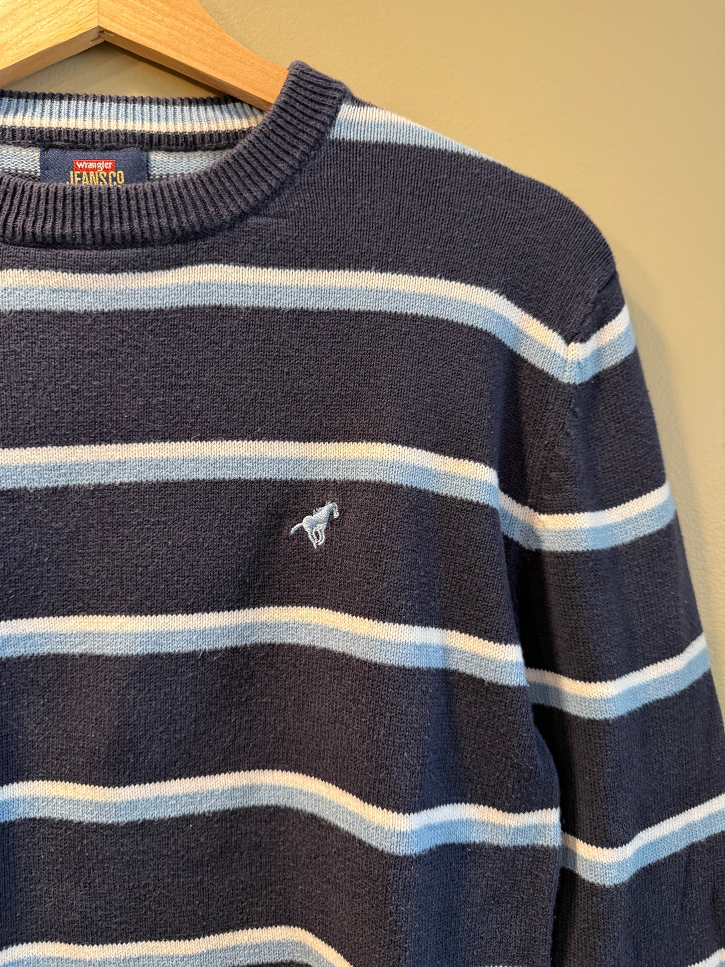 Vintage Wrangler Jeans Striped Horse Embroidered Sweater- M