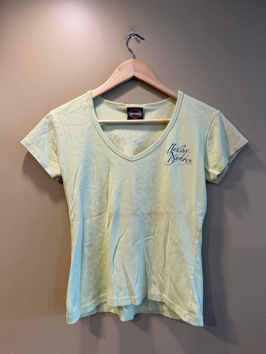 Vintage Harley Davidson Neon Yellow Baby Tee T-Shirt- S