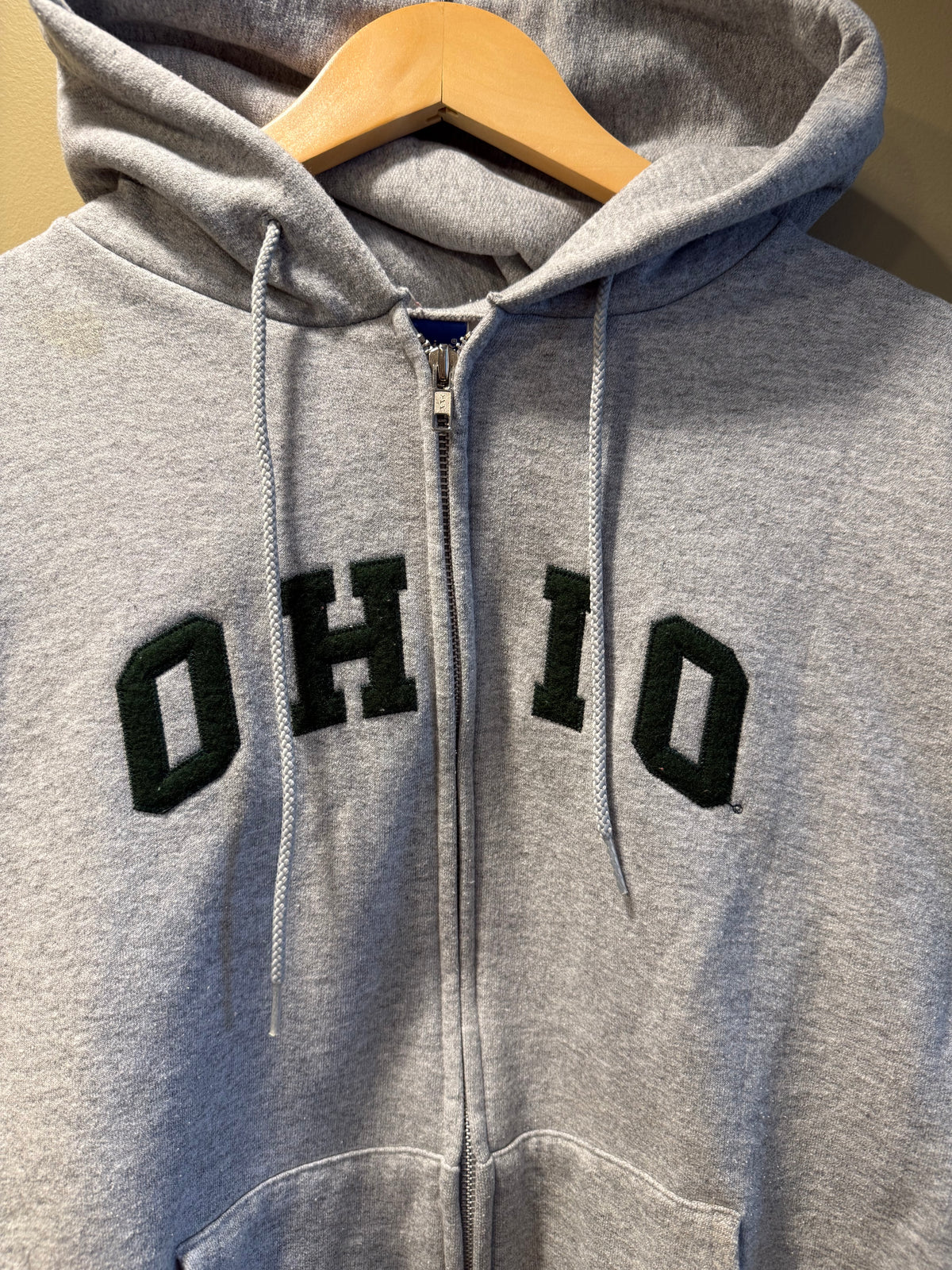 Vintage Champion Ohio University Gray Zip-Up Hopdie Sweatshirt- M