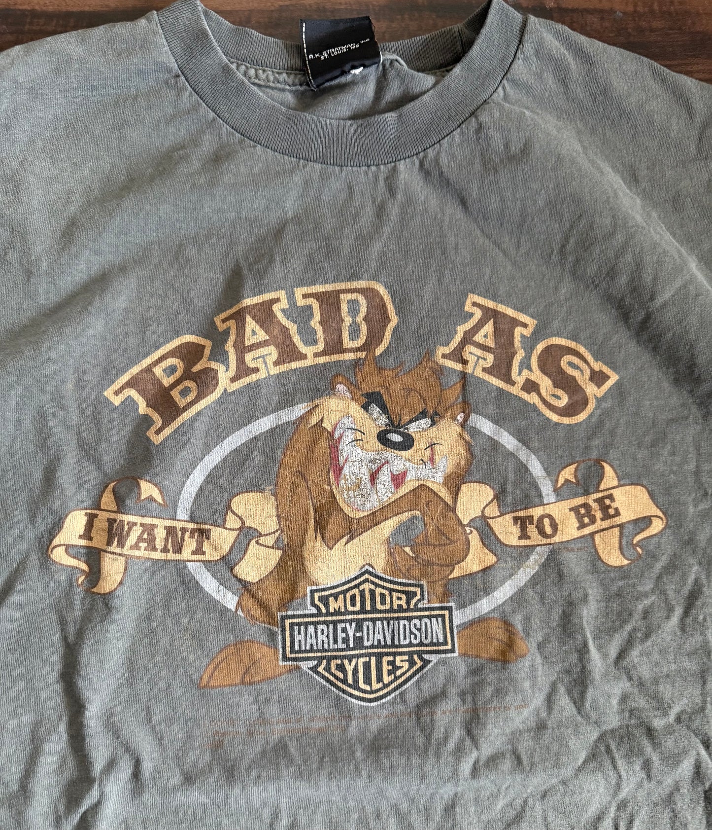 Vintage Harley Davidson Motorcycles Taz Looney Tunes T-Shirt- L