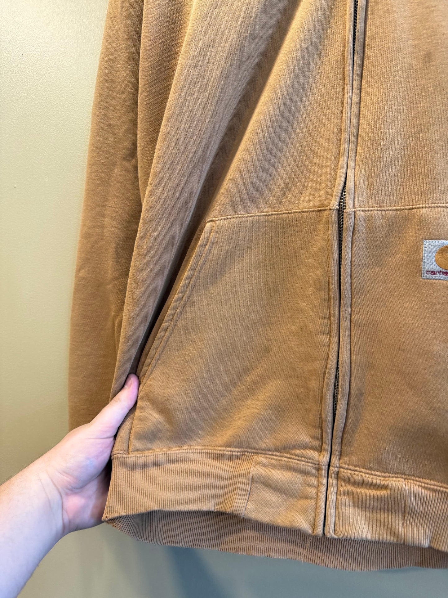 Vintage Carhartt Tan Distressed Hoodie Sweatshirt- M