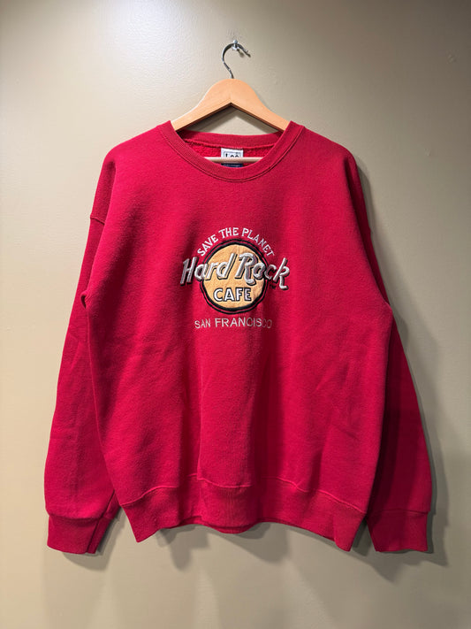 Vintage Hard Rock Cafe San Francisco Red Crewneck Sweatshirt- XL