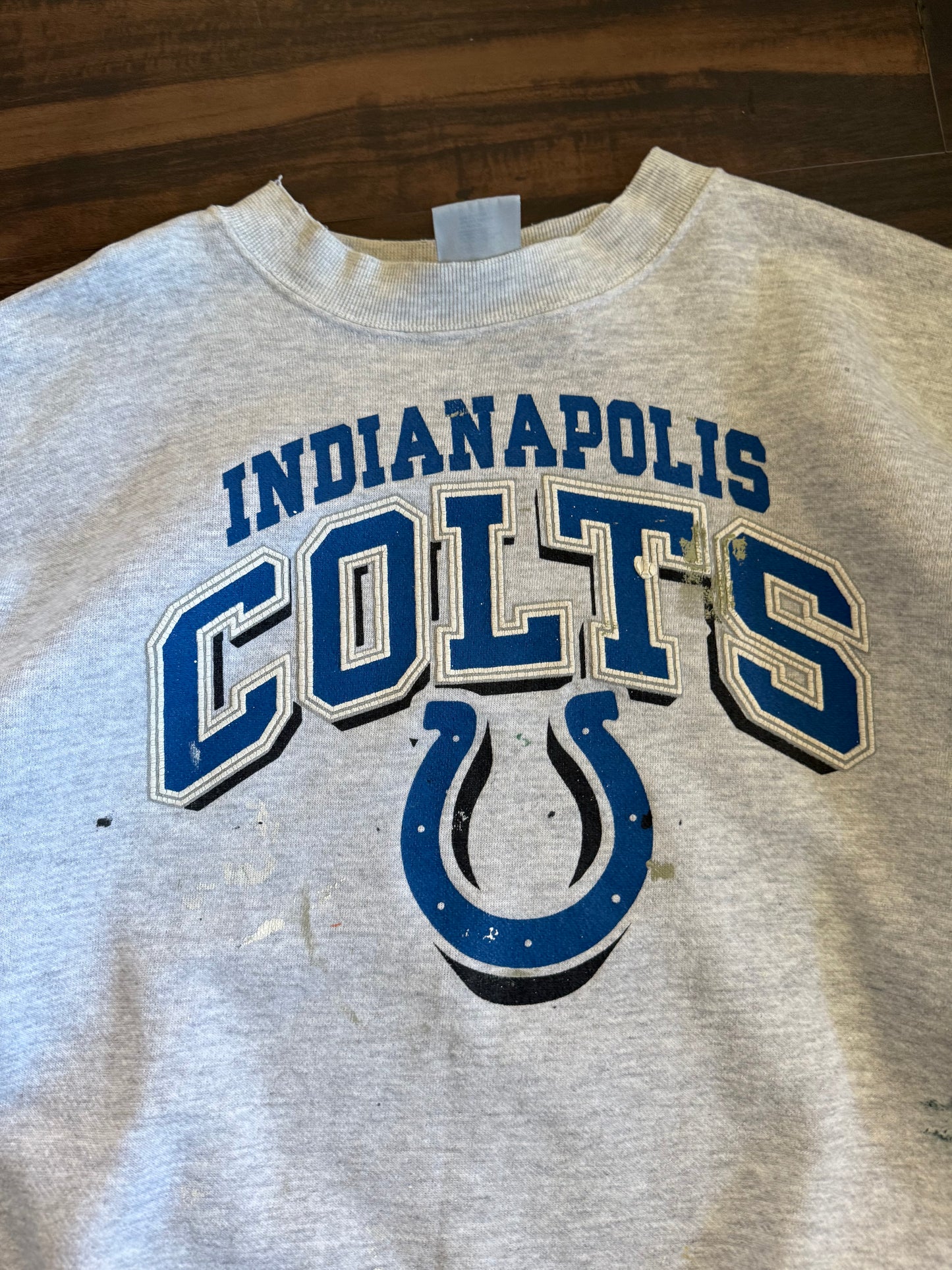Vintage Indianapolis Colts Distressed Paint Splattered Crewneck Sweatshirt- XXL