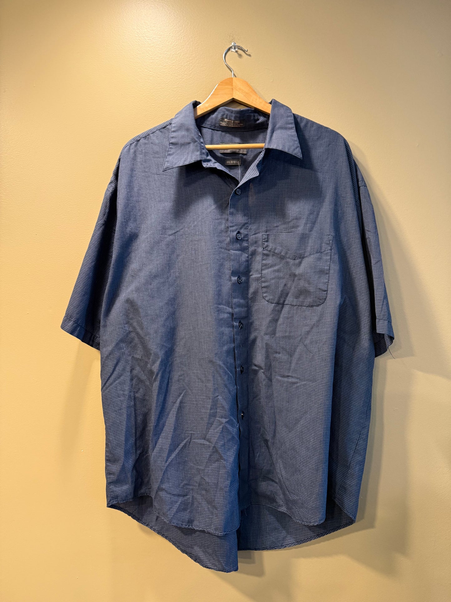 Vintage Van Heusen Black & Blue Checkered Shirt- XXL