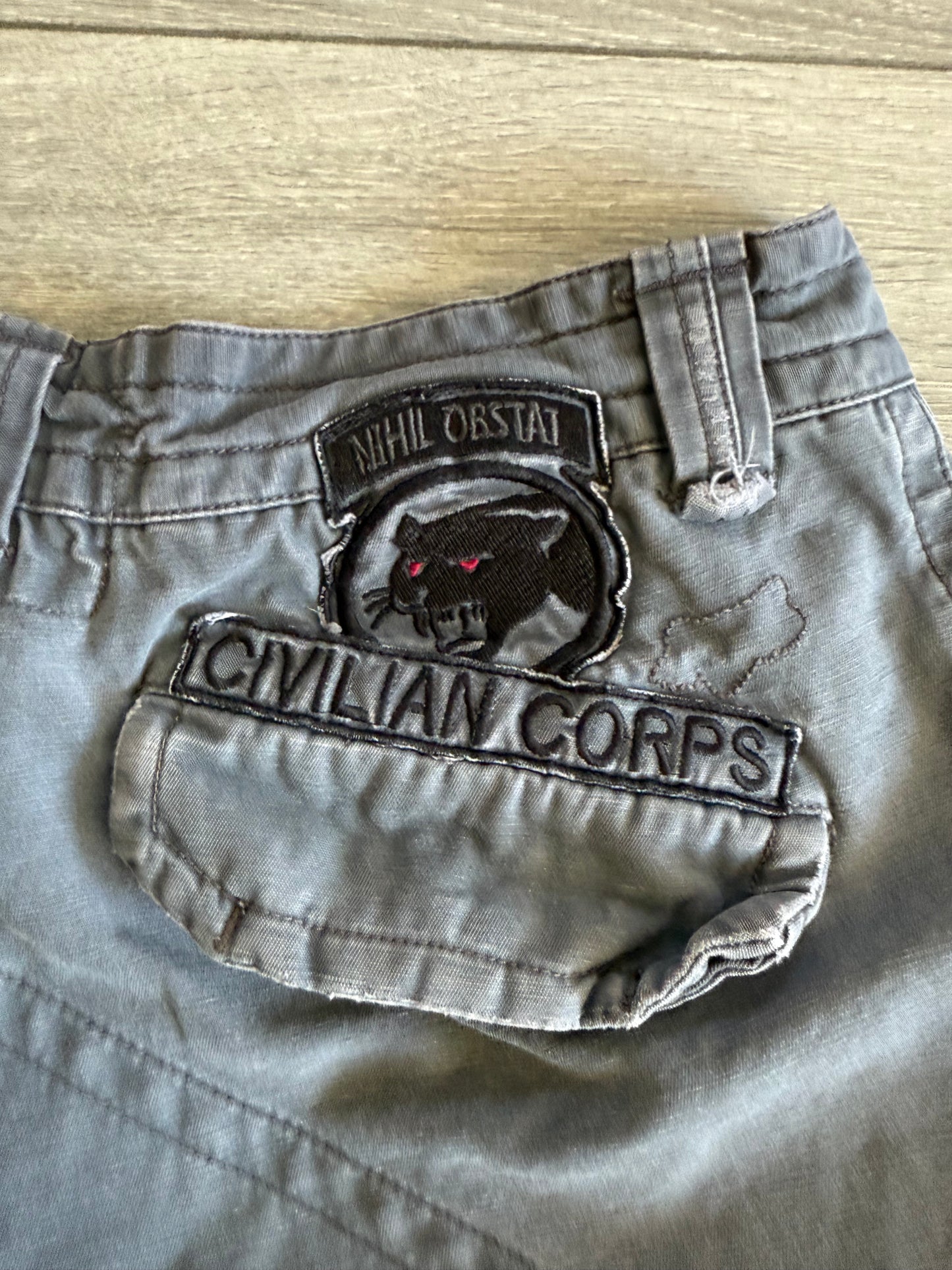 Vintage Fox Racing Y2K Embroidered Punk Cotton Canvas Cargo Shorts- 30