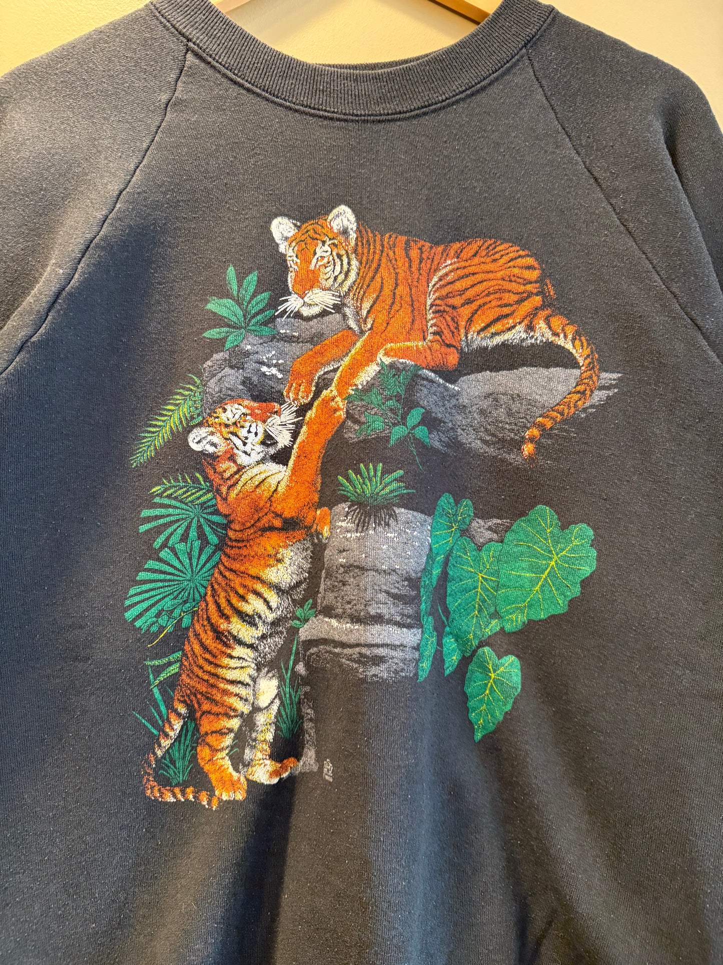 Vintage Tigers Nature Black Crewneck Sweatshirt- XL