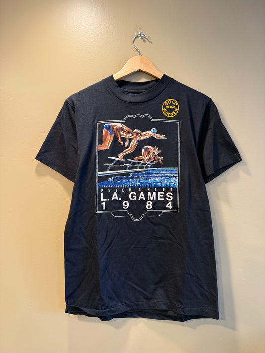 Vintage 1984 Los Angeles Olympics Swimming T-Shirt- S