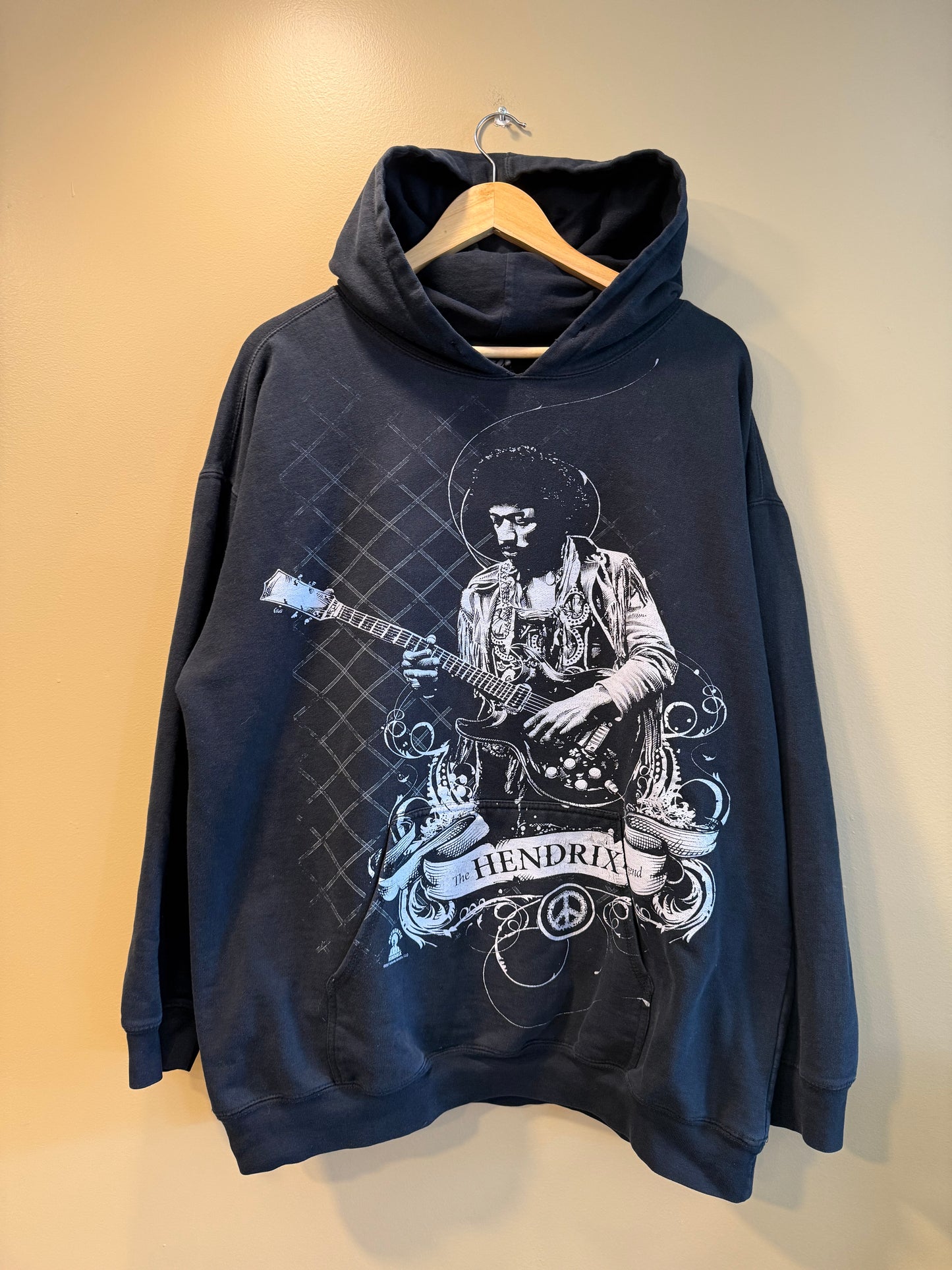 Vintage Y2K Hybrid Jimi Hendrix Black Hoodie Sweatshirt- XL/XXL