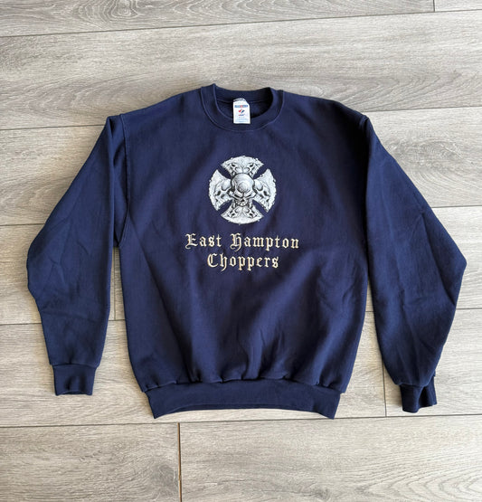 Vintage East Hampton Choppers Navy Blue Crewneck Sweatshirt- M