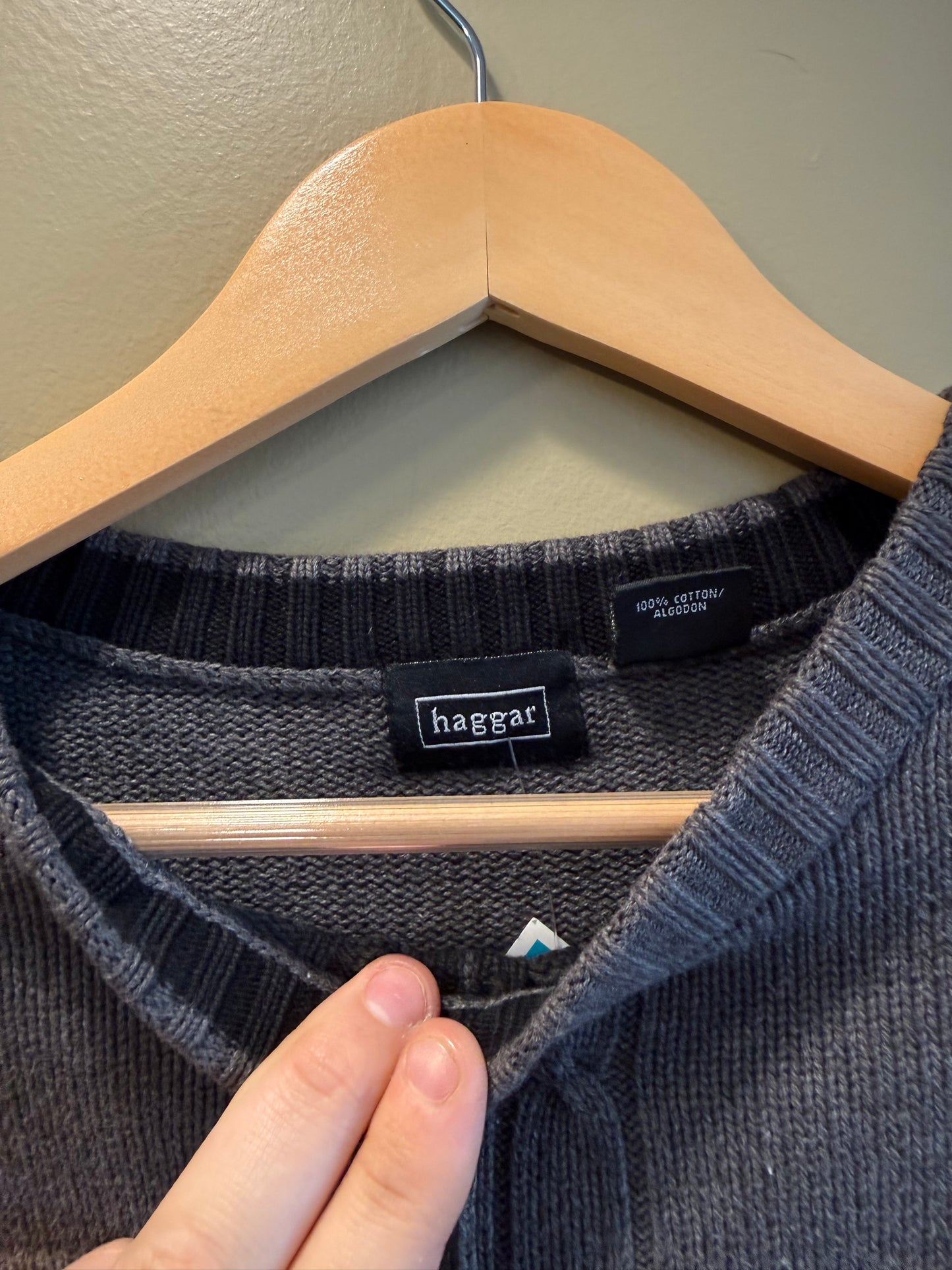 Vintage Haggar Cotton Dark Gray Sweater- L