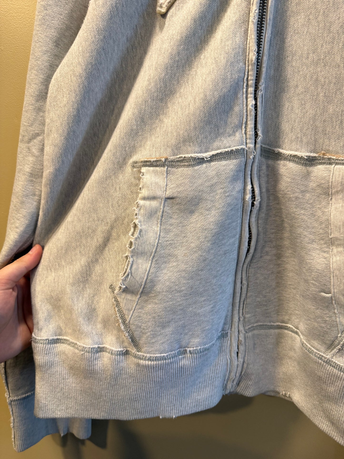 Vintage Abercrombie & Fitch Gray Appliqué Zip-Up Hoodie Sweatshirt- XL