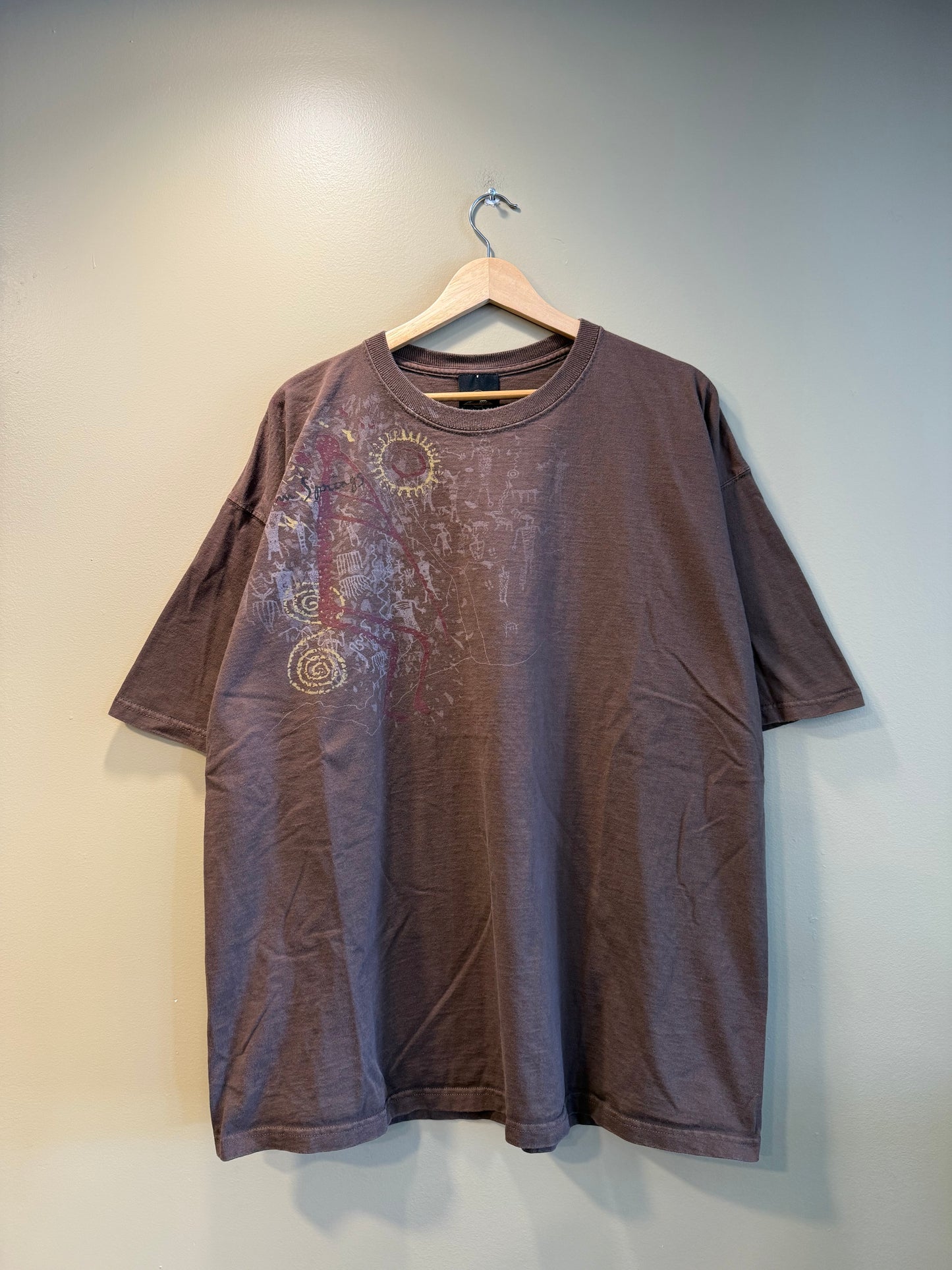 Vintage Palm Springs Hieroglyphics Brown T-Shirt- XL